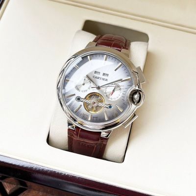 Cartier 316L Steel 44*12MM Business Leisure Men's Automatic White Wrist Watch